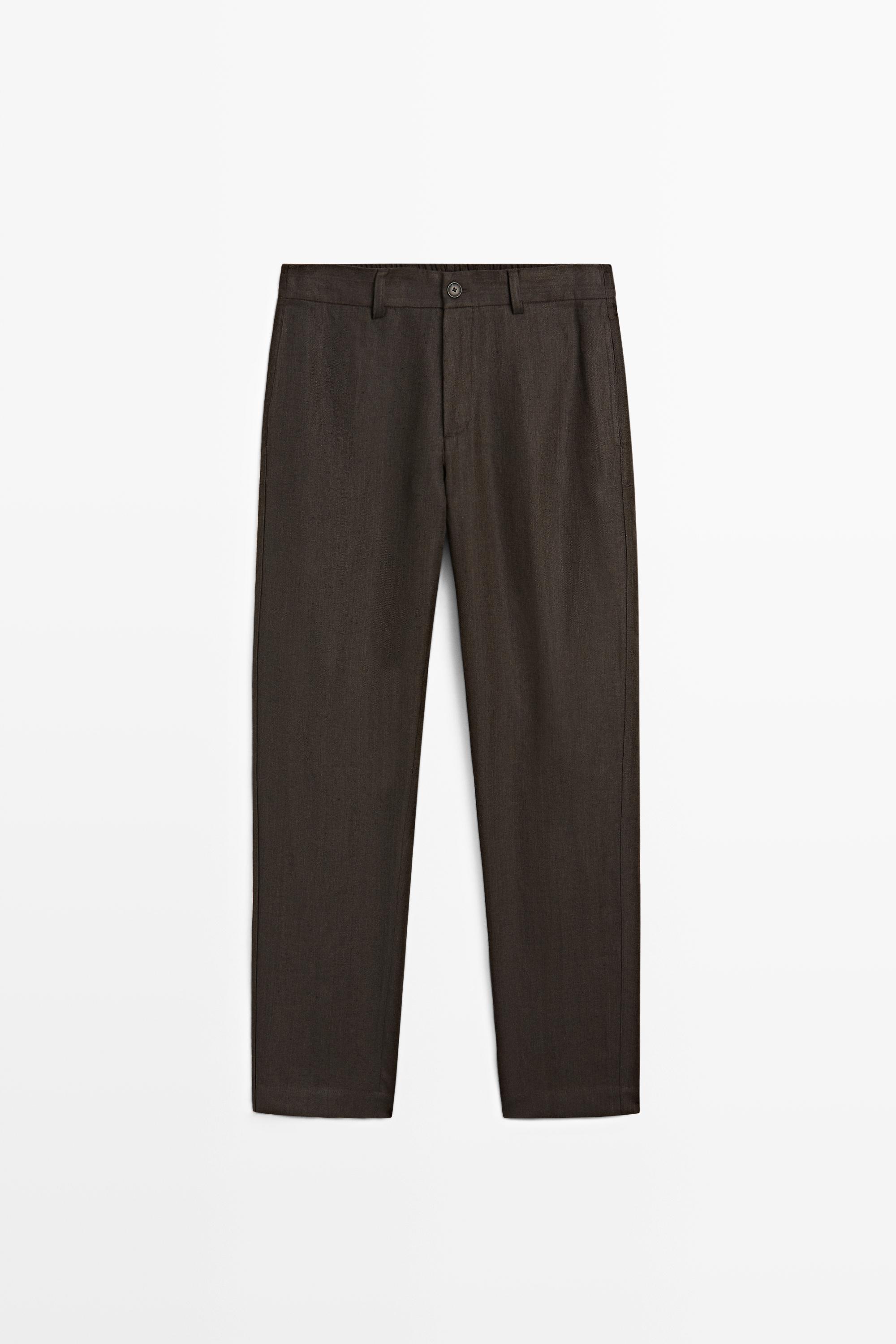 Pantalon 100 % lin à taille élastique